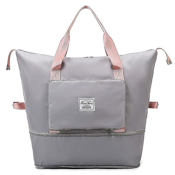 Stor kapasitet utvidbar reise duffel bag, vanntett sammenleggbar sports skulderbag Grey