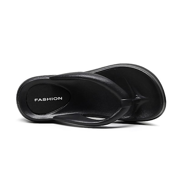 6CM Tykke Sålede Flip Flops Sommer Sliders Til Kvinder Blød EVA Strand Anti-slip Sandaler Sort 37 38