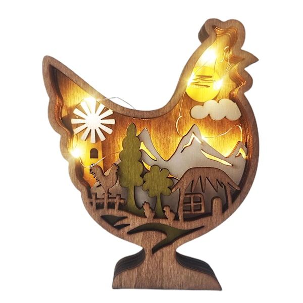 Easter Wooden Craft Soft Lighting Battery Powered Decorative 4 Styles Wooden LED Lamp Bunny Chick Craft Decoration