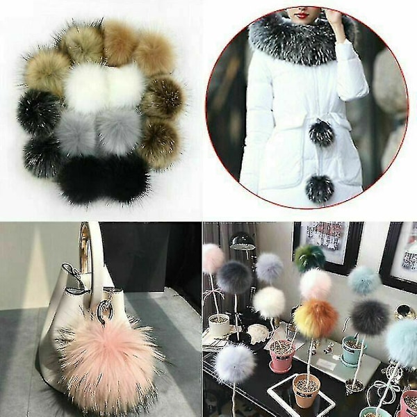 12 st/förpackning 10cm DIY Pompom Bollar Konstgjord Pälsboll För Pom Pom Hattar Tillbehör Ny A