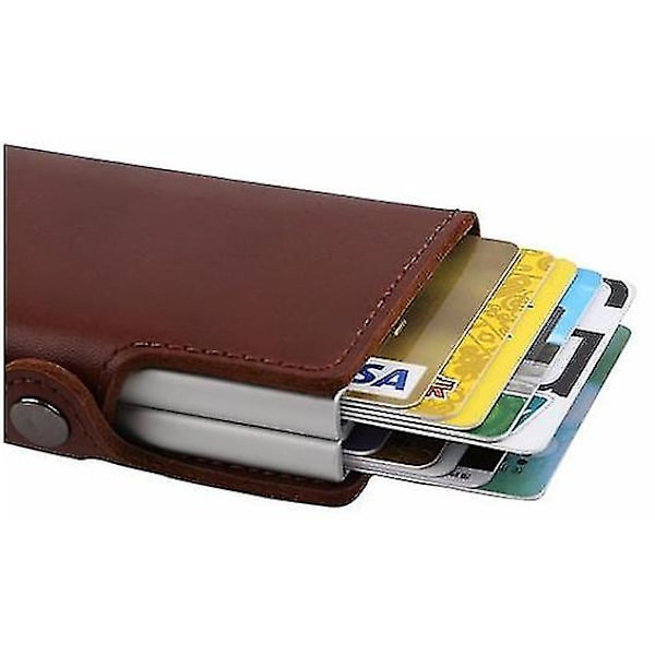 Plånbok med dubbelt stålblock för RFID-NFC-skydd, POP UP-korthållare Red Red- 12st Card