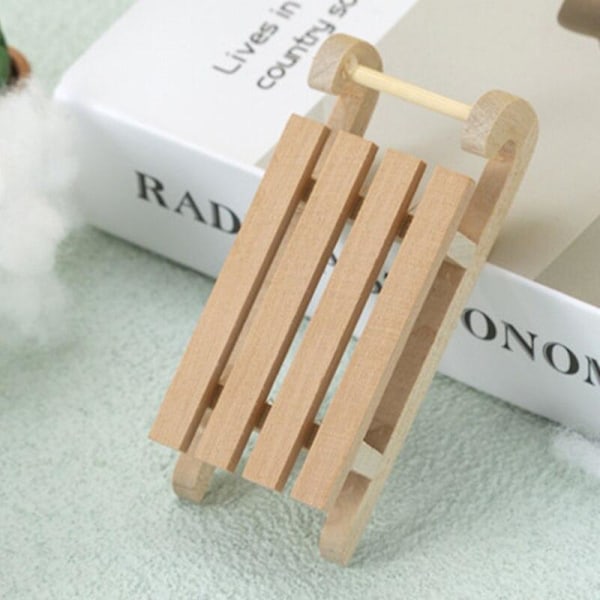 10-1stk Mini Simulering Sne Slæde Håndlavet Træ Slæde Desktop Craft Hjem Indretning Sne Slæde Ornament Lugtfri til Dukkehus   Fingerfærdighedsspil 2pcs