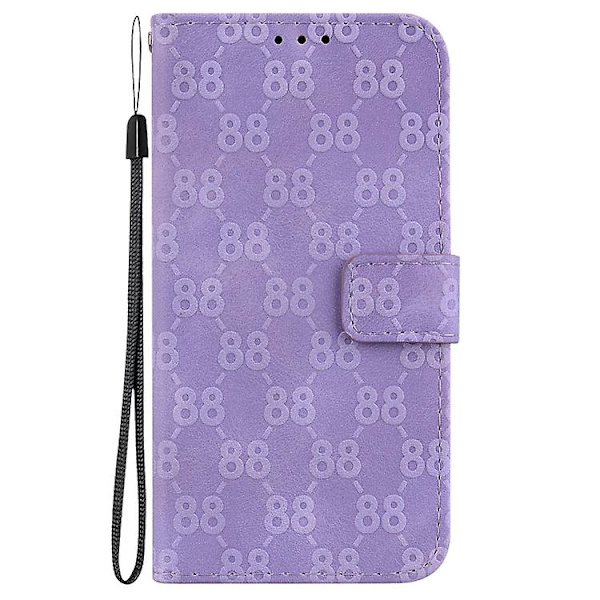 Mobiltelefonskal i läder med dubbla 8-formade präglingar för Samsung Galaxy S23 5g Purple