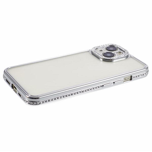 Skyddande skal för iPhone 14 med strassdekor i TPU, smalt telefonskal Silver