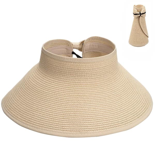 Rullbar solhatt med bred brem for damer (beige)
