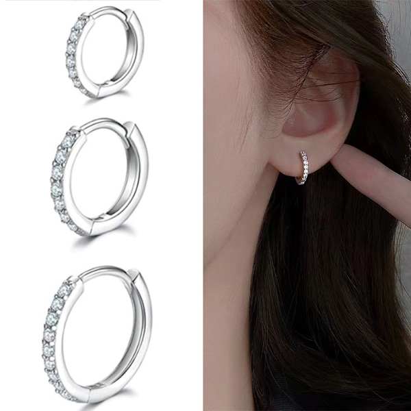 Hopearenkaat, Naisten Korvakorut, 3 Paria, 925 Sterling Hopeaa