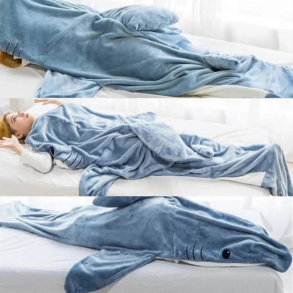 Hai-teppe, Hai-bærbar teppe for voksne, Hai-teppe-hettegenser, Hai-teppe-hettegenser bærbar, Hettegenser Hai-onesie for voksne
