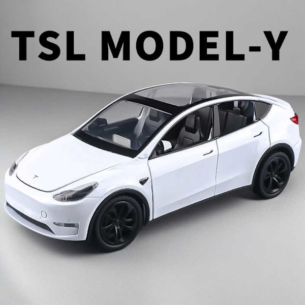 1/32 Tesla Model Y SUV Lekebilmodell, Die-cast Metall Legering Lyd og Lys Trekk Tilbake 1:32 Serie Gave til Gutter Barn 1/32 Tesla Model Y white