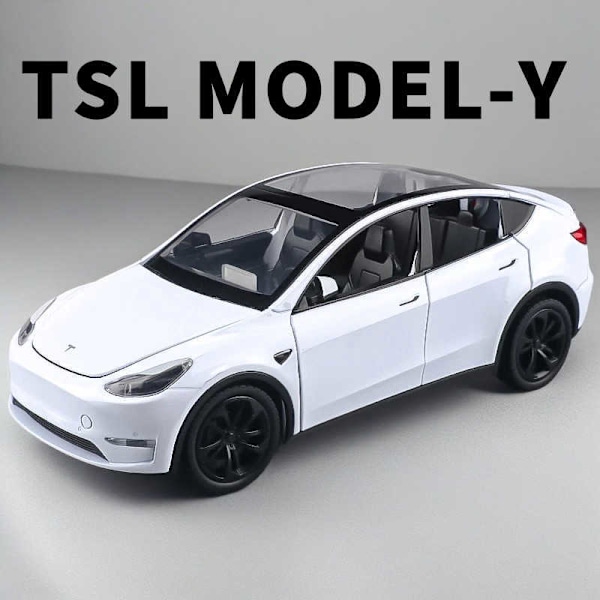 1/32 Tesla Model Y SUV Leksaksbilmodell, Gjutna Metalllegering Ljud och Ljus Drag tillbaka 1:32 Serie Present till Pojkar Barn 1/32 Tesla Model Y white