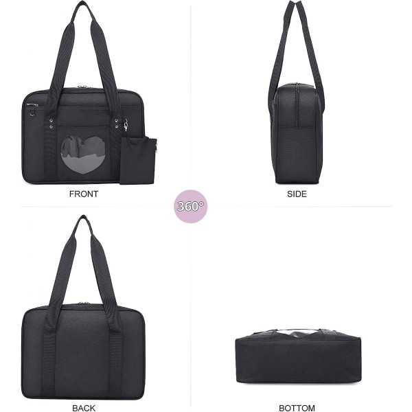 Ita Bag Heart Japanese School Bag Large Anime Shoulder Bag Kawaii Handbag For Women A916-171 Black