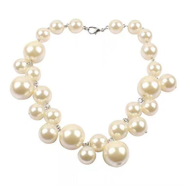 Pärlhalsband med stora pärlor, nyckelbenkedja för kvinnor, vintage elegant hängsmycke halsband, bröllop brud smycken fest