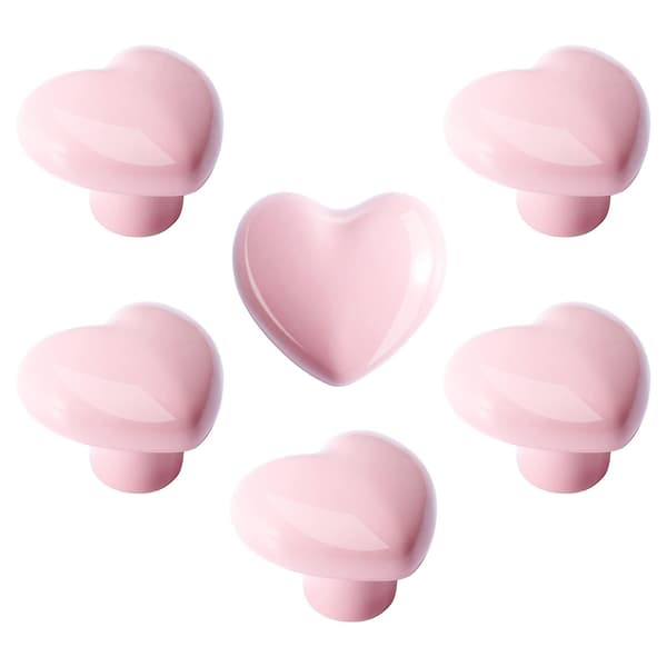 Knapphandtag i keramik, 10 st, rosa, för flickrum