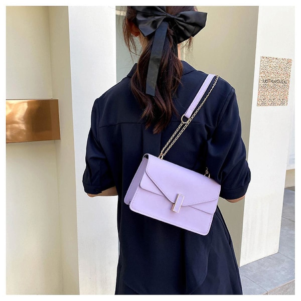 Chain Bag All-match Delicate Faux Leather Women Single-shoulder Diagonal Messenger Bag For Daily Use Purple