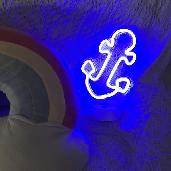 Led Ananas Neon Skylt Luau Sommarfest Dekoration Blue anchor