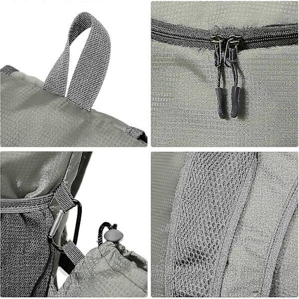 Sammenfoldelig Rygsæk Letvægts, Lille Rygsæk Vandtæt til Udendørs Sport, Holdbar Pakke Rygsæk Praktiske Gaver til Mænd Kvinder, Casual Daypack A - Grey