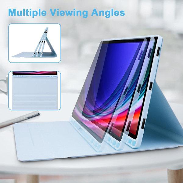 Tabletin näppäimistö ja suojakotelo - Värikäs langaton Bluetooth-näppäimistö taustavalaistuksella ja TPU-tabletin suojakotelo Galaxy Tab S9+/S9 Plus 12,4 tuuman tabletille Sky Blue