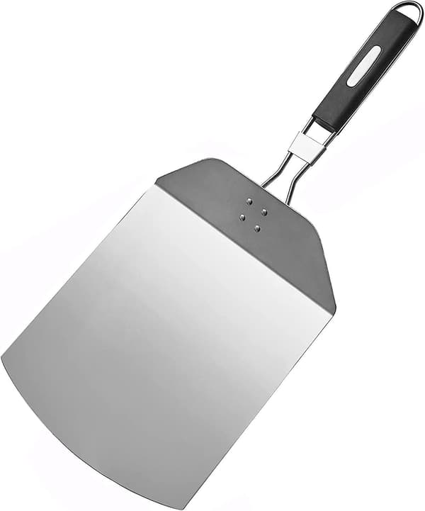 Foldbar Pizza Spatel i Rustfrit Stål med Langt Håndtag - Pizza Vendespatel med Super Glat, Non-Stick Blad