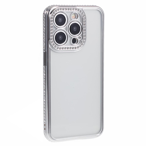 iPhone 13 Pro Max -kotelo, jossa strassit, pehmeä TPU-puhelinkuori Silver