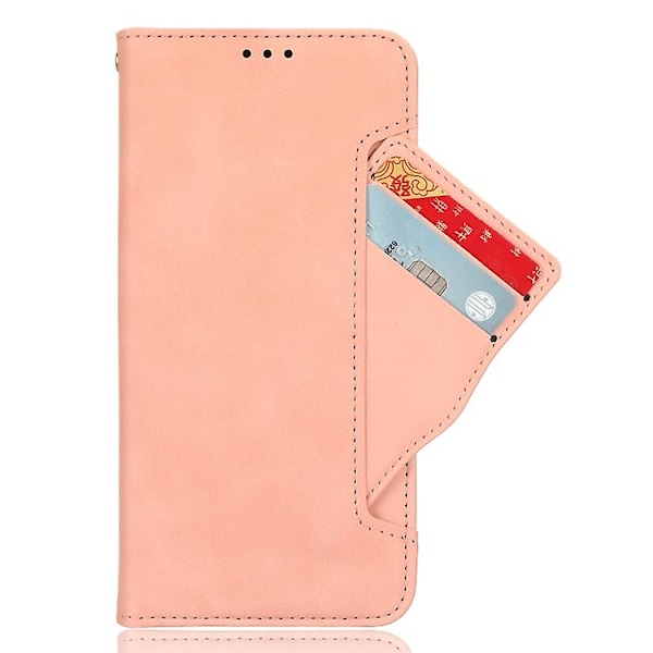 Skinnkänsla Kalvläderfodral med Kortfack och Pennhållare för Samsung Galaxy Z Fold5 Pink