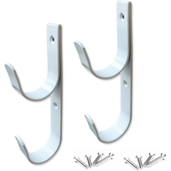 Set Of 2 White Aluminum Pool Pole Hooks With Screws Perfect For Swimming Pool, Telescopic Poles, Skimmers, Brushes And Vacuum Hose, Etc.