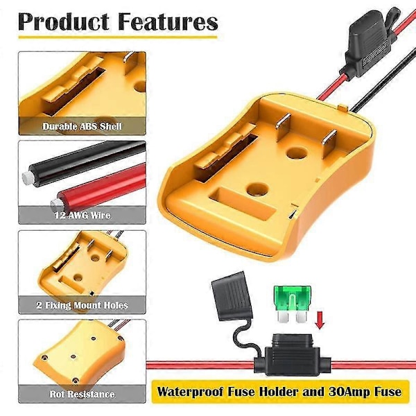 2-pack Hjul Adaptrar för DW 20V Batteri Adaptrar Hjul Batteri Konverteringskit