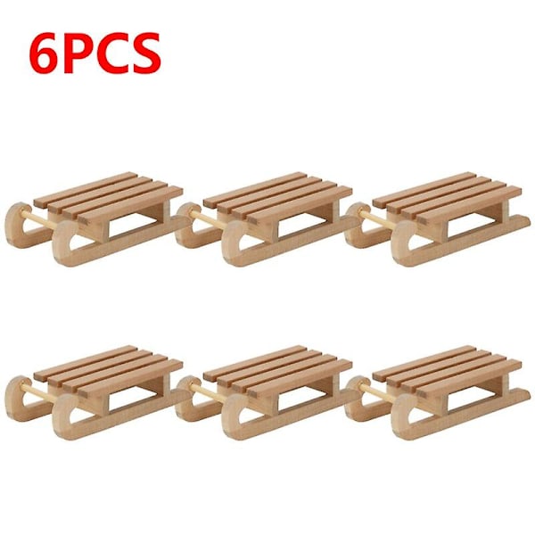 10-1stk Mini Simulering Sne Slæde Håndlavet Træ Slæde Desktop Craft Hjem Indretning Sne Slæde Ornament Lugtfri til Dukkehus   Fingerfærdighedsspil 6pcs