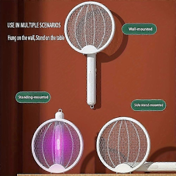 1 st, Elektrisk Flugsmällare, 4-i-1 Bug Zapper Racket, Flugsmällare Myggfälla Ljus, USB Laddningsbar, Lämplig För Inomhus Hem Kontor Bakgård Trädgård C