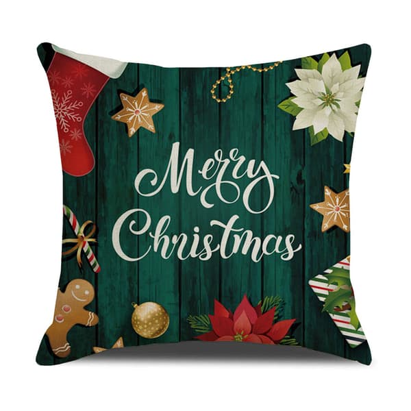 Sæt med 4 Pudebetræk 45x45cm Hør Dekorative Pudebetræk Julepynt Pudebetræk Sofa Stue Perfekt til Jul