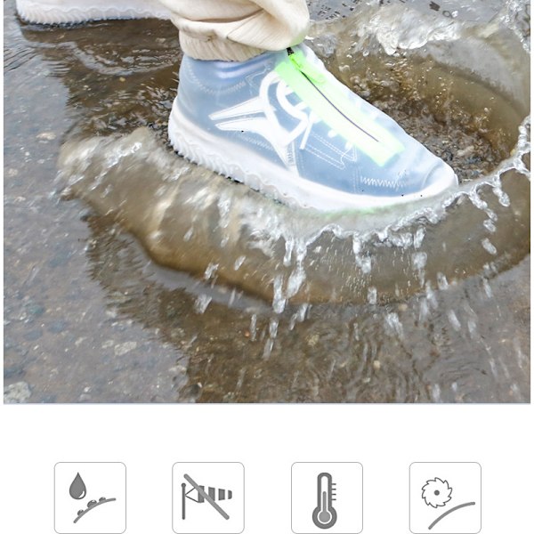 Vandtætte sko-overtræk med lynlås Transparent (green zipper version) L (size 39-42)