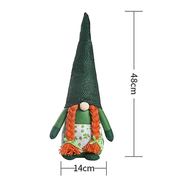 St.Patrick's Day Gnome Plys Elf Santa Doll kompatibel med irske hjemmepynt