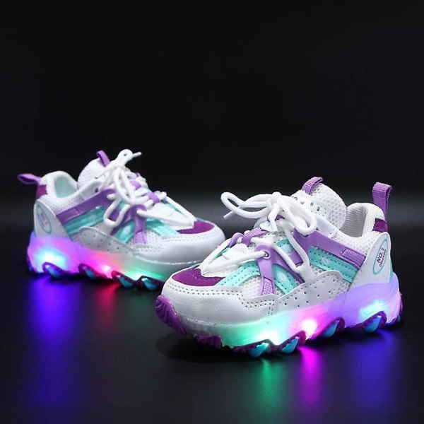 Kids Glowing Sneakers With Light Kids Shoes Boys Girls Luminous Lighted Sneakers Boys Led Children Shoes picture color 30-insole 18.2cm