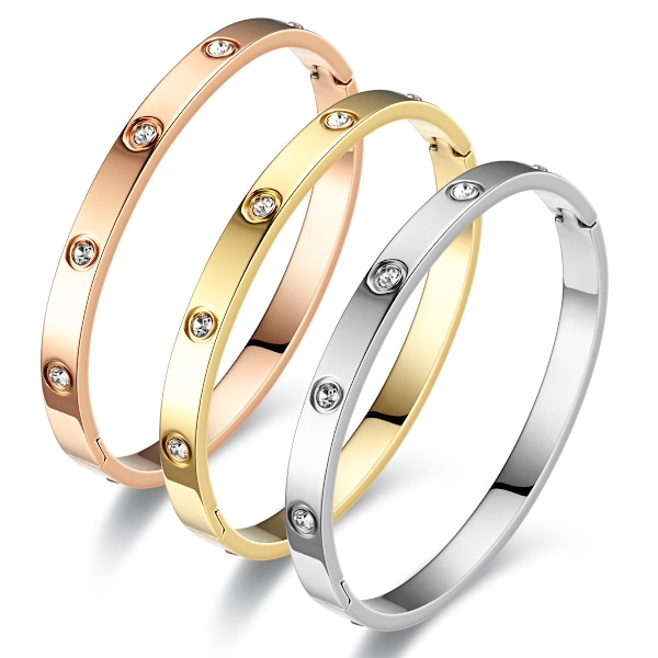 Enkla Manschettarmband För Kvinnor Rostfritt Stål Berlock 2023 Mode Smyckestillbehör Gold