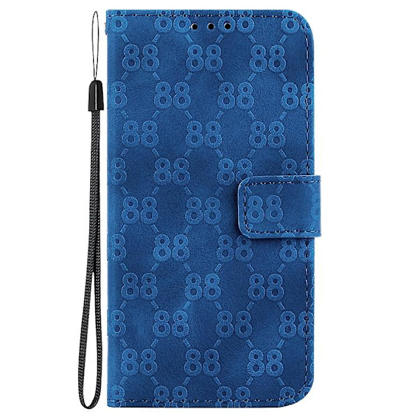 Mobiltelefonskal i läder med dubbla 8-formade präglingar för Samsung Galaxy S23 5g Blue