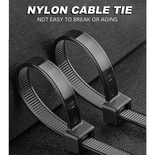 Caiery 100 pakke lange kabelbindere - 350 mm X 8 mm - UV-bestandig - 50 kg trækstyrke - sort