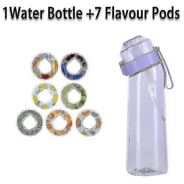 Smagstils Vandflaske Med 7 Smagspods Air Water Up Flaske Frostmat Sort 650ml Air Starter Up Sæt Vandkop Til Camping Sport Kr C China