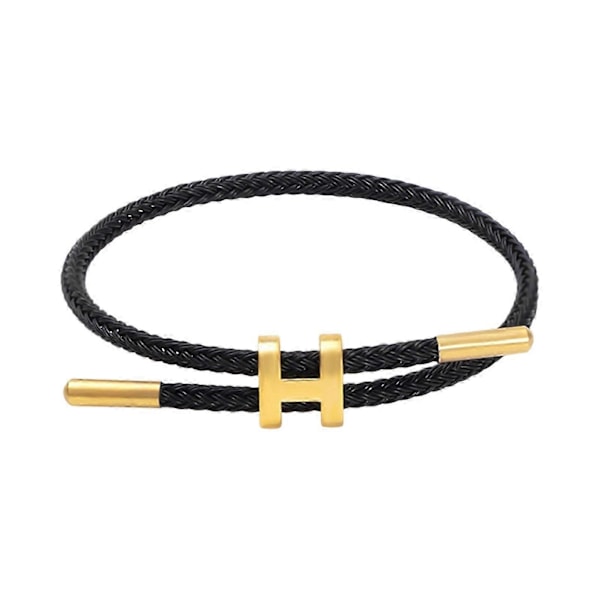 Stilfullt justerbart armband för kvinnor med 18k guldpläterat H-spänne, tillverkat av premium rostfritt ståltråd brun Black