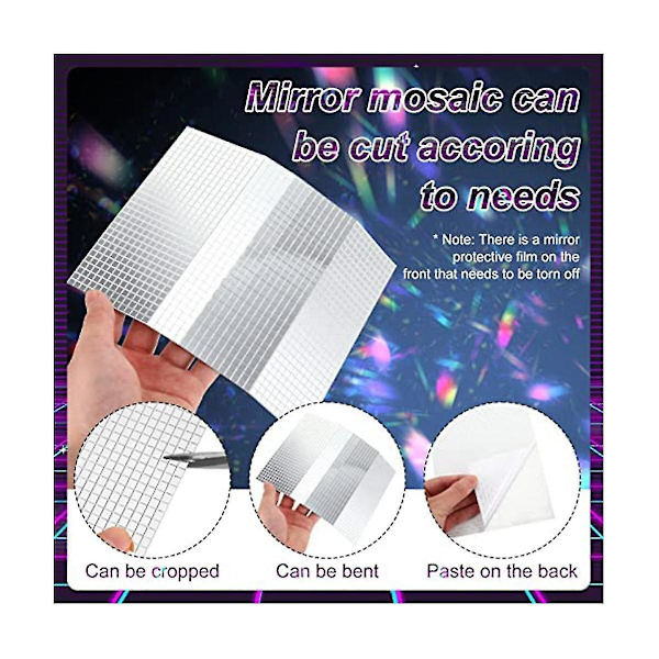 8100 stk. Selvklæbende Spejlmosaikfliser 5 x 5 mm og 10 x 10 mm til DIY Discokugle Håndværk Disco