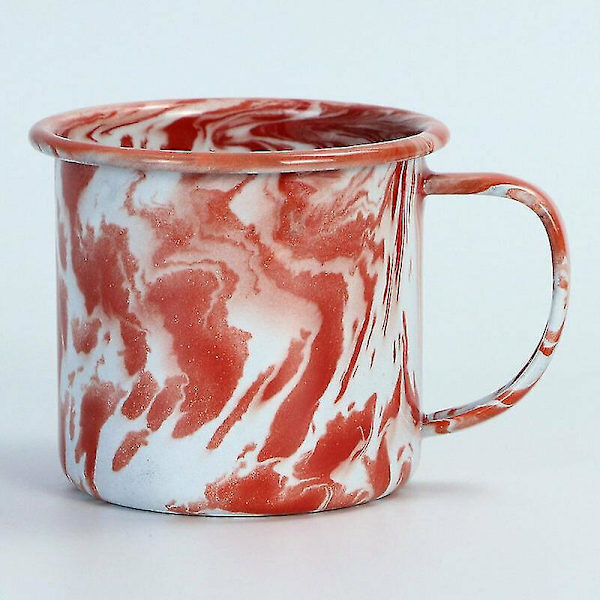 Camping Emalje Tin Metall Kanne Kaffe Te Retro Kopp Utendørs Reise Drikking Hjem Red 8cm