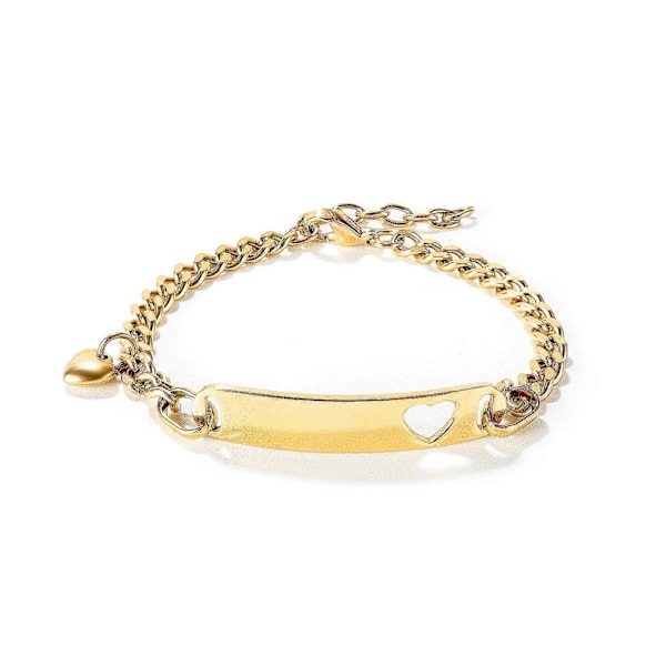 Rustfrit stål armbånd med indgraveret hult hjerte, rustfrit stål armbånd til kvinder gold