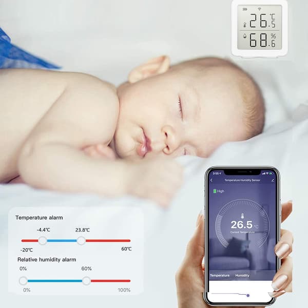 WiFi Trådlös Temperatursensor, WiFi Temperaturfuktighetsmätare, Trådlös Inomhus Hygrometer Termometer, Hemmautomatisering Scen System