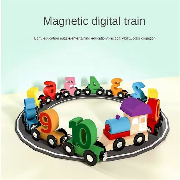 Magnetisk Digitalt Tog Byggeklodser Samling Bil Pædagogisk Børn Træ knot magnetic digital train 12 pcs