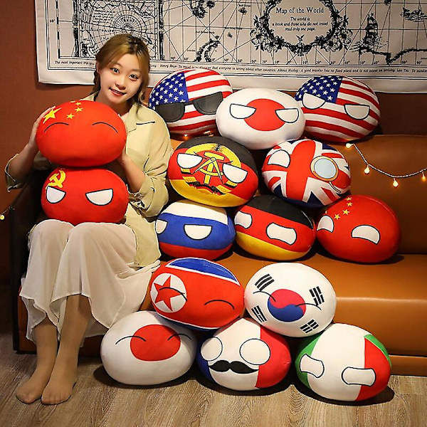 Maa pallo lelu pehmolelu riipus Polandball nukke Countryball USSR USA Ranska Venäjä Iso-Britannia Japani Saksa Italia sisustus 10/30/40cm   Taitopelit about 40cm JAPAN A