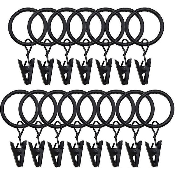 15 stk. gardinringe med clips, dekorative draperingsringe, rustfri (sort) (H-4)