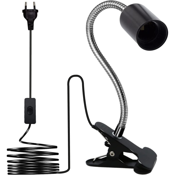E27 Clamp Light Bulb Socket, Clamp Lamp, 350mm Gooseneck Clamp Socket, 360 Degree Adjustment, Metal Base Clip, 220cm Switch Cable, E27 Spotlight For R