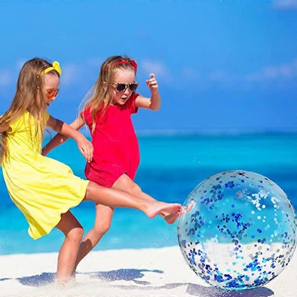6 st Strandboll Leksak PVC Transparent Uppblåsbar Strandboll Elastisk Glitter Jellyboll 40cm
