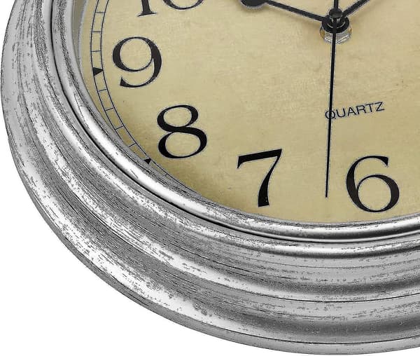 Tyst Rund Retro Kvartsväggklocka (12 Tum) silver