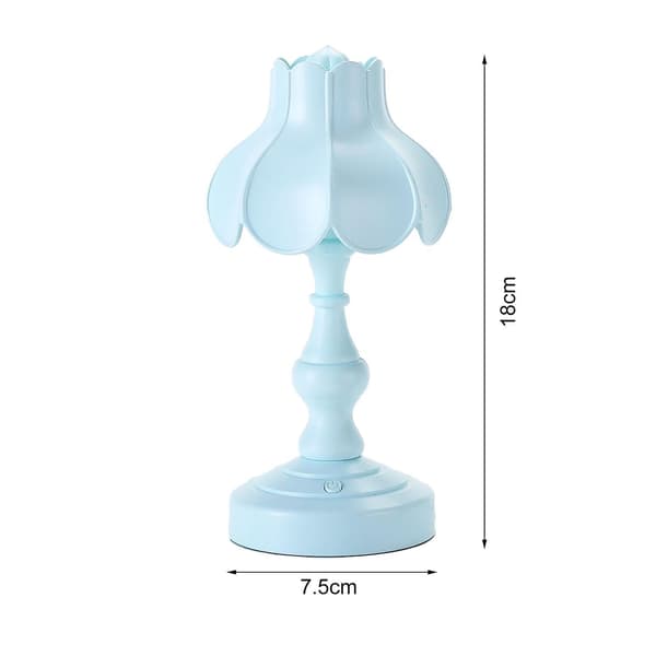 LED-lys Lotusform USB Mini Retro Øjenbeskyttende Bordlampe til Hjemmeseng Side Study Light blue