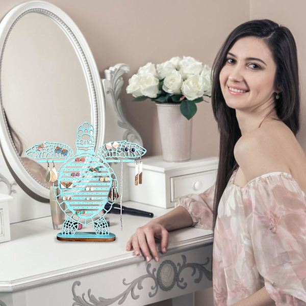Sjösköldpaddsörhänge Display Organizer Stor Kapacitet Stabil Bas Butik Halsband Armband Display Stativ Heminredning Smyckeshållare Örhängehållare Brown
