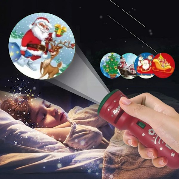 1 S Projektorficklampa med 3 kort Jultema Intressant Underhållning Pojkar Flickor Jul Bild Slide Projektor för Fest Red