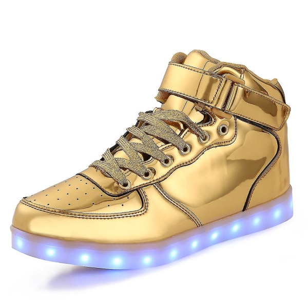 Children's LED light-emitting shoes, student sports sneakers 30 gold